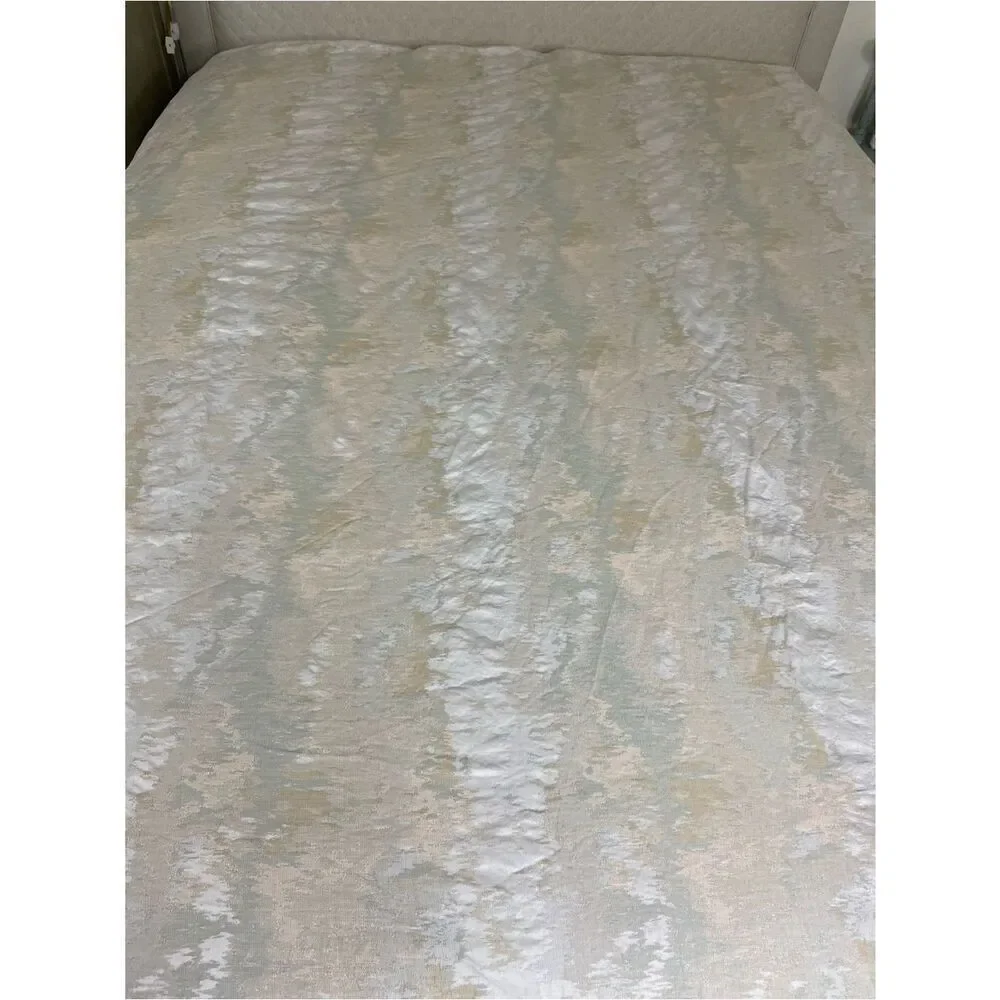 Frontgate King Duvet Jaquard in a silvery white , light peach , pale green